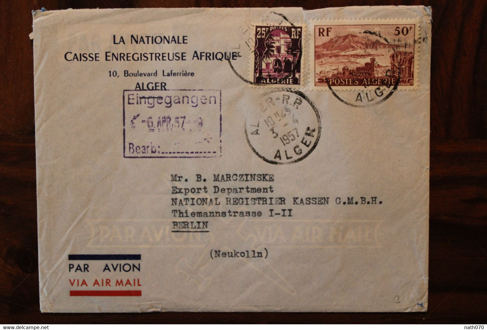 Algérie 1957 FRANCE Colonie Allemagne Germany Cover - Covers & Documents