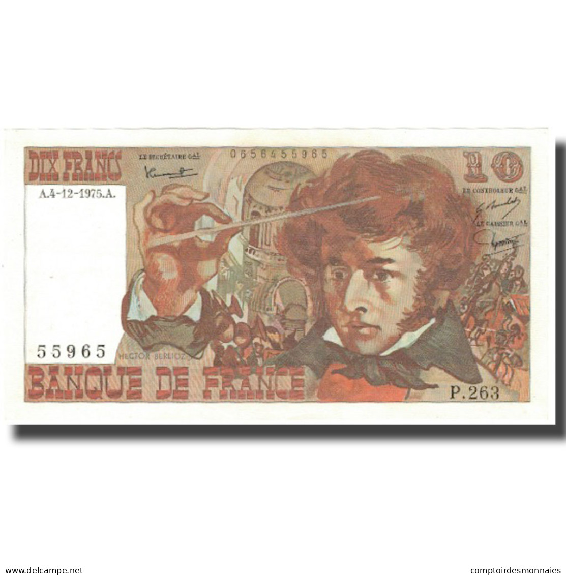 France, 10 Francs, Berlioz, 1975, 1975-12-04, SPL+, Fayette:63.15, KM:150b - 10 F 1972-1978 ''Berlioz''