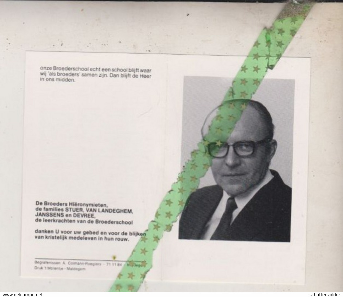 Broeder Evrard Jules Stuer, Steendorp 1924, 1983. Directeur Sint-Antoniusschool Maldegem, Broeders Hiëronymieten - Obituary Notices