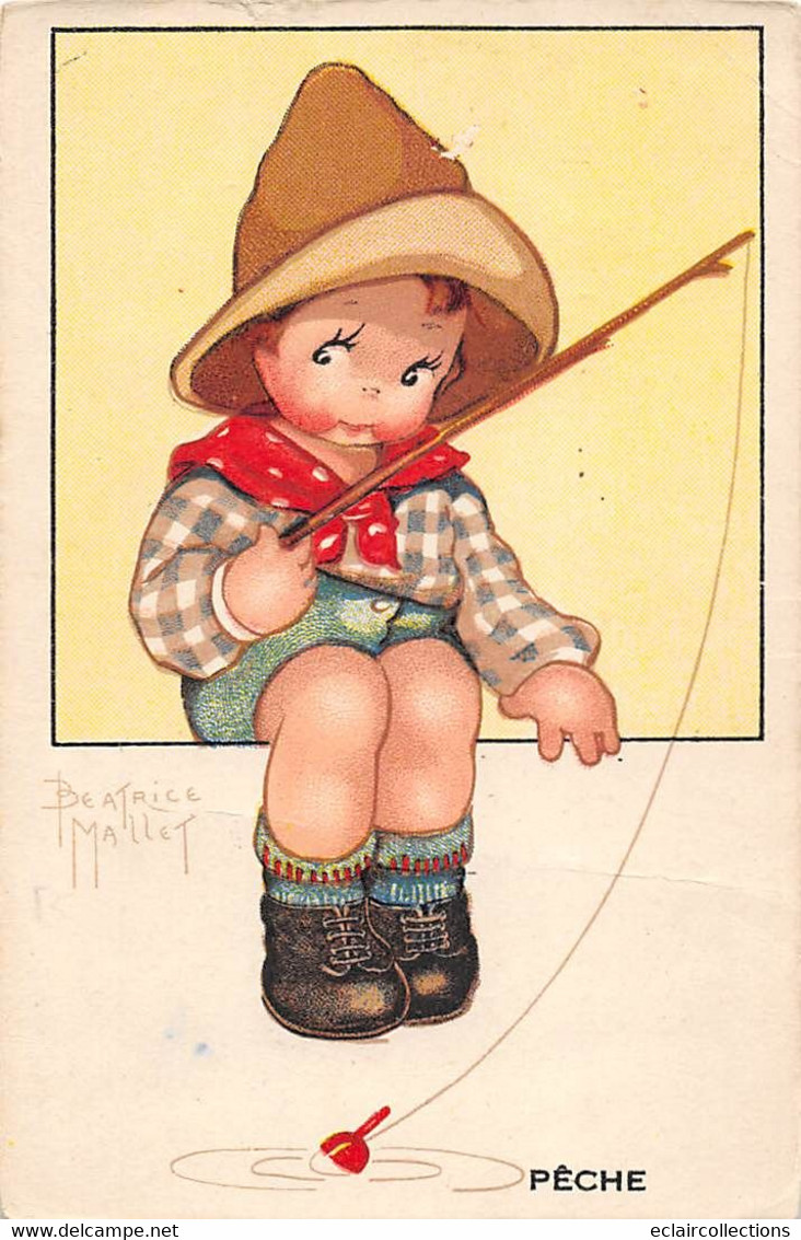 Illustrateur:  Mallet  .  Enfant Pêcheur .  (voir Scan) - Mallet, B.