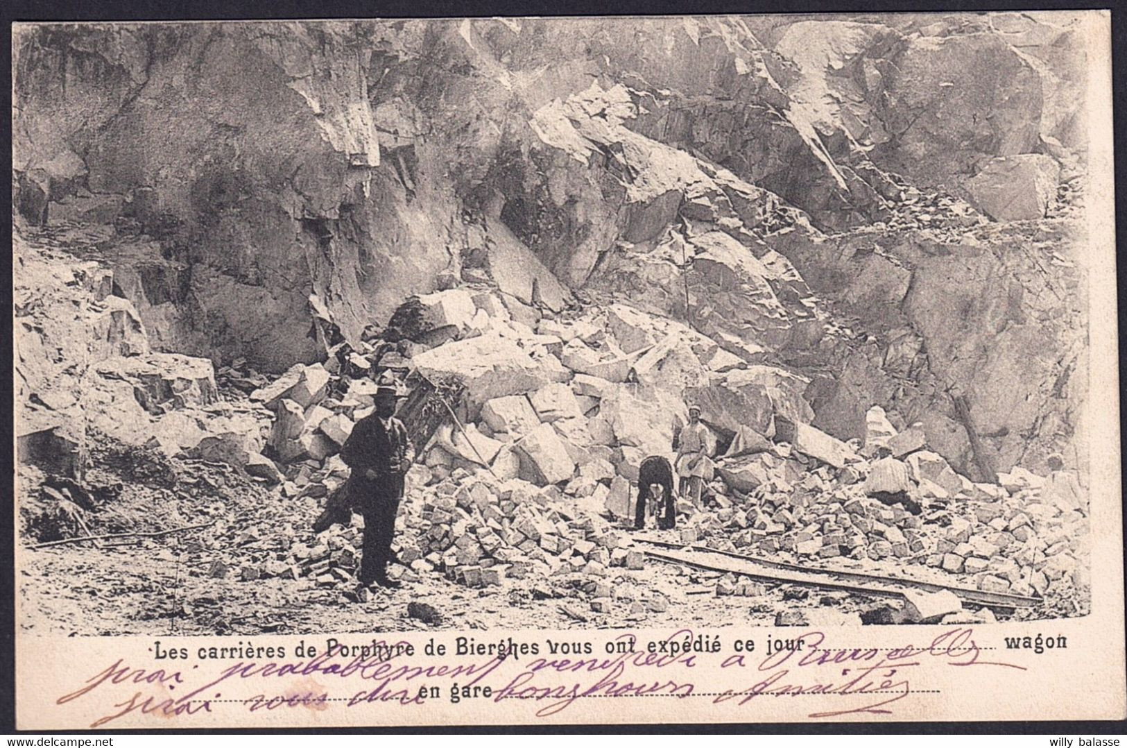 +++ CPA - Les Carrières De Porphyre De BIERGHES ...Wagon... En Gare - Rebecq   // - Rebecq