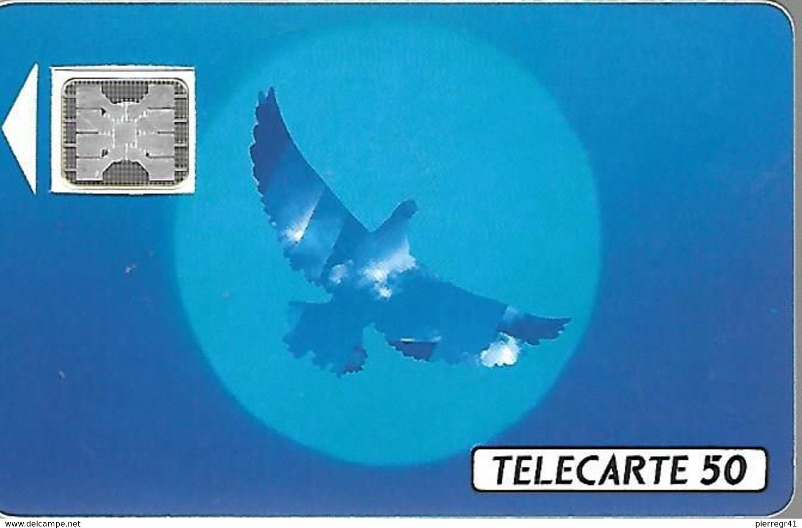 CARTE-PUBLIC-F134A-50U-SC4an-Trou 6-12/90-OISEAU BLEU-5 Pe 23590-Hors Cadre Bas-UTILISE-TBE - 1990