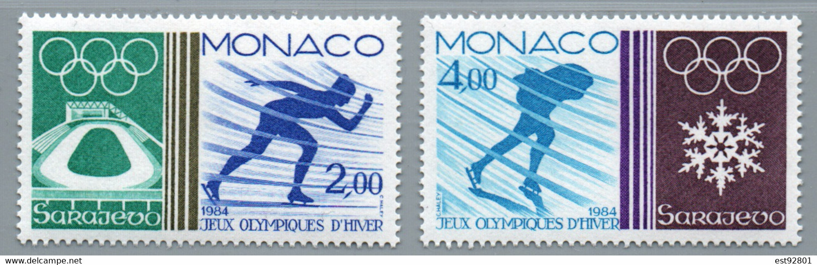 Monaco 1984 - Yt N° 1416 / 1417 (Jeux Olympiques D'hiver, à Sarajevo) - Neuf** - Other & Unclassified