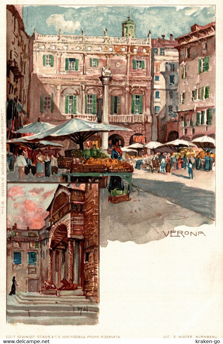 CPA M. WIELANDT - Verona Città - Piazza Delle Erbe - Vedutine - NV - W027 - Wielandt, Manuel