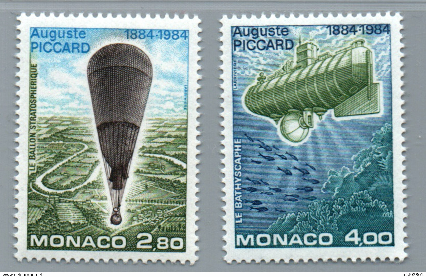Monaco 1984 - Yt N° 1427 / 1428 (Centenaire De La Naissance Du Physicien Auguste Piccard ) - Neuf** - Other & Unclassified