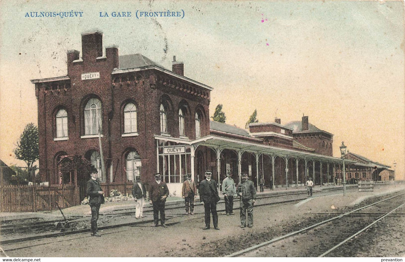 AULNOIS-QUEVY - La Gare (frontière) - Carte Envoyée Au "Chef De Gare" St Martin - Marchienne-Zone - Quévy