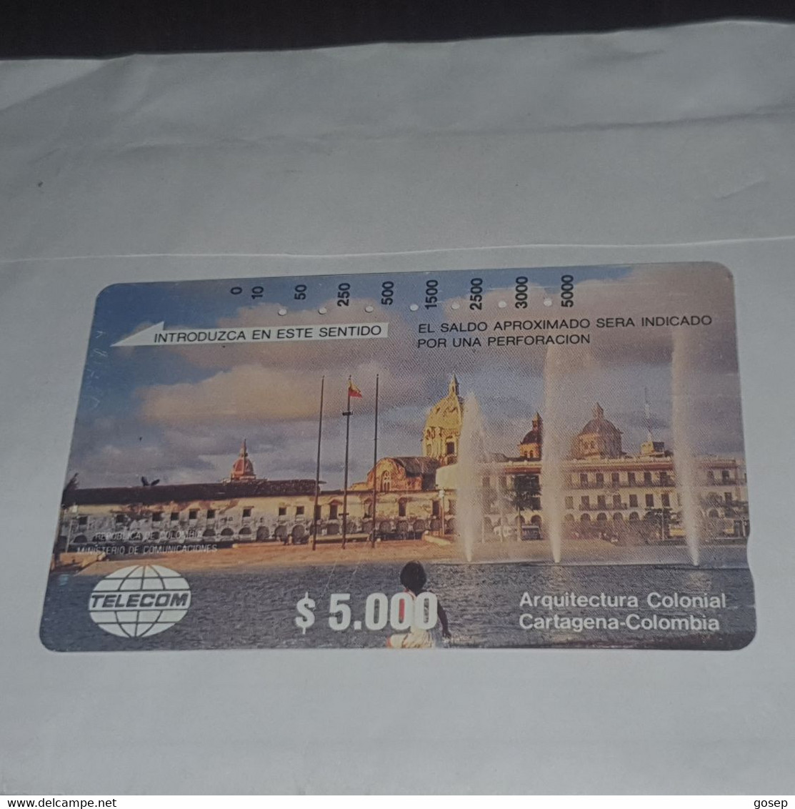 Colombia-(COL-MT-02)-colonial Architecture-(40)-($5.000)-(?)-used Card+1card Prepiad Free - Colombie