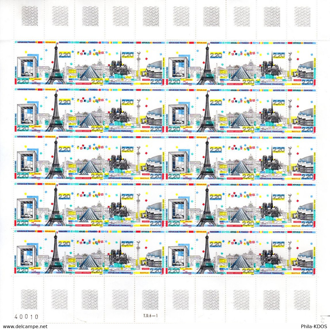 PANORAMA DE PARIS /  NOTRE DAME Sur Feuille De 10 Bandes (= 50 Timbres) Neuve ** MNH De 1989. Parfait état - Monumenti