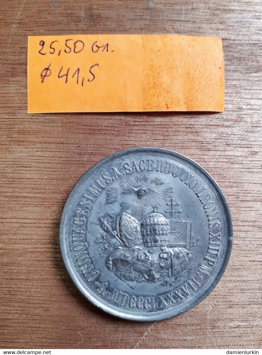 --PROMO 45€-- ITALIE ETAT DE L'EGLISE MEDAILLE ETAIN LEO XIII SIGNEE L.GIORGI F. --LIRE DESCRIPTIF-- - Royaux/De Noblesse