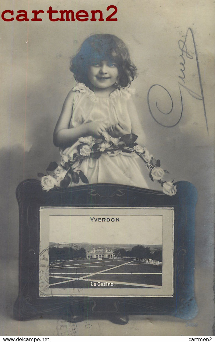 CARTE PHOTO : YVERDON SOUVENIR LE CASINO MONTAGE PHOTO CANTON DE VAUD ENVOI A ORBE 1900 - Orbe