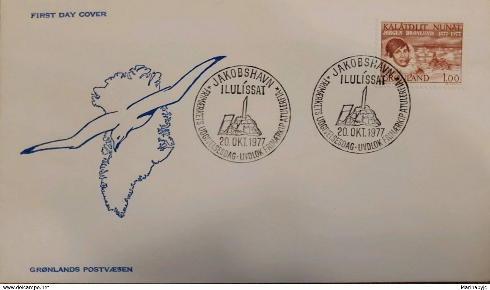 J) 1977 GREENLAND, JORGEN BRONLUND, BIRD, FDC - Other & Unclassified