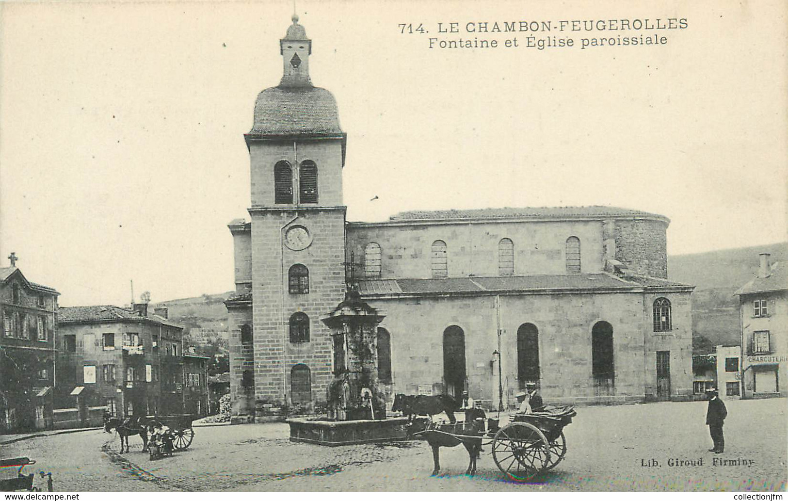 .CPA FRANCE 42 "Le Chambon Feugerolles, Fontaine Et église Paroissiale" - Le Chambon Feugerolles