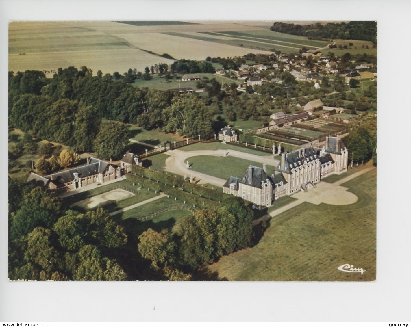 Saint Aubin D'Ecrosville : Le Château, Le Bourg (cp Vierge Vue Aérienne N°0105 Combier) - Saint-Aubin-d'Ecrosville