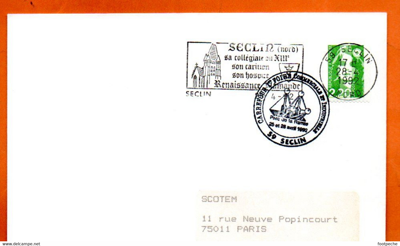 59 SECLIN   FOIRE  PARC DE LA RAMIE    1992 Lettre Entière N° XY 769 - Gedenkstempel