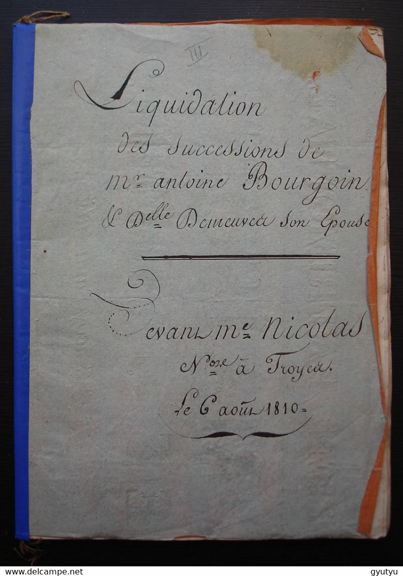 Troyes Aube 1810 88 Pages Liquidation Des Successions De Mr Antoine Bourgoin Et De Son épouse - Manuscripts