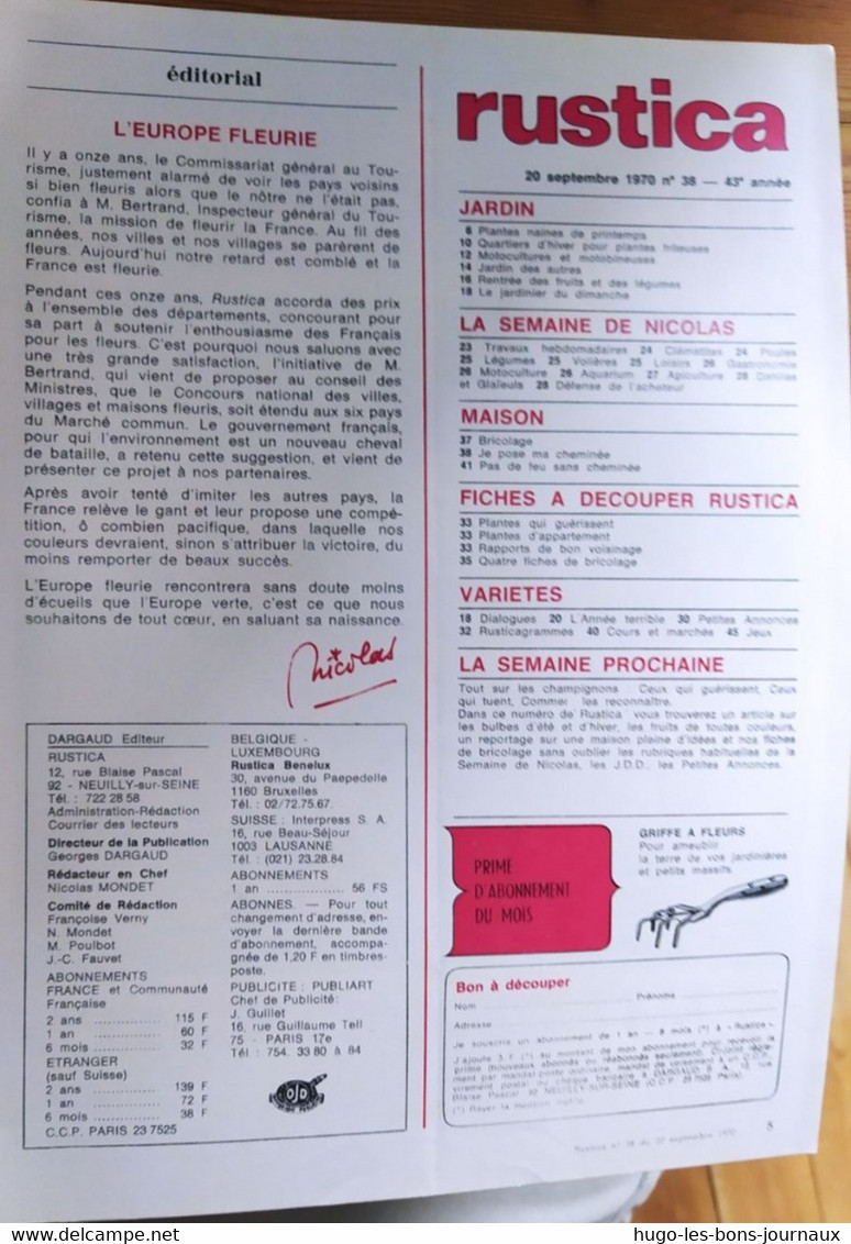 Rustica_N°38_20 Septembre 1970_Comment Choisir Sa Cheminée_4 Fiches De Bricolage_les Plantes Naines Du Printemps - Tuinieren