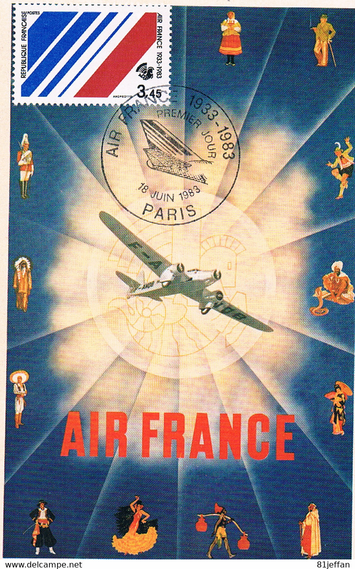 FRANCE C.M.n° 2278.P.J. Air France. C.1.  18.06.1983.Paris - 1980-1989