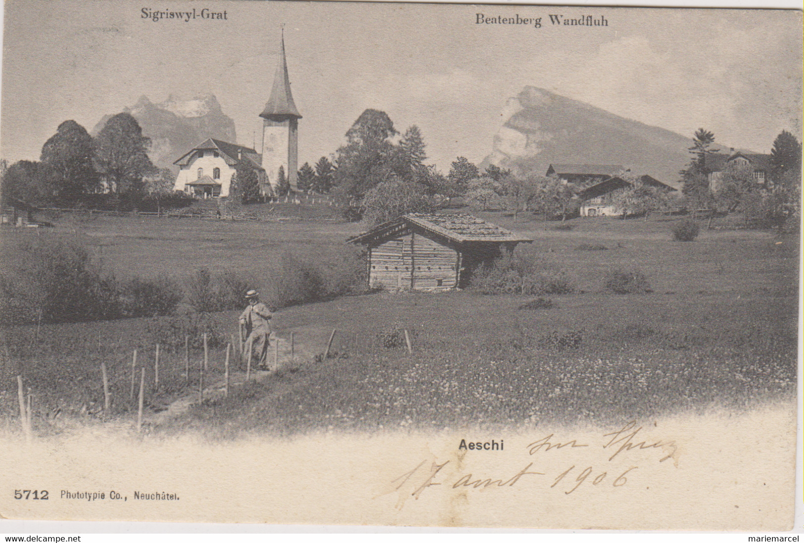 SUISSE - AESCHI - SIGRISWYL GRAT - BEATENBERG WANDFLUH - Homme En Costume Et Chapeau Sur Le Chemin - Aeschi