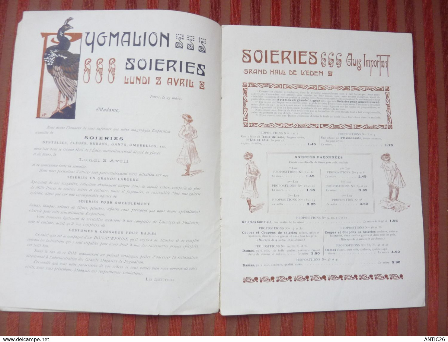 Catalogue Du Magasin Pygmalion Bon De Suprise Avril 1906 SOIERIES RUBANS  GANTERIE CRAVATTES ECHARPES ECT..... - Other & Unclassified