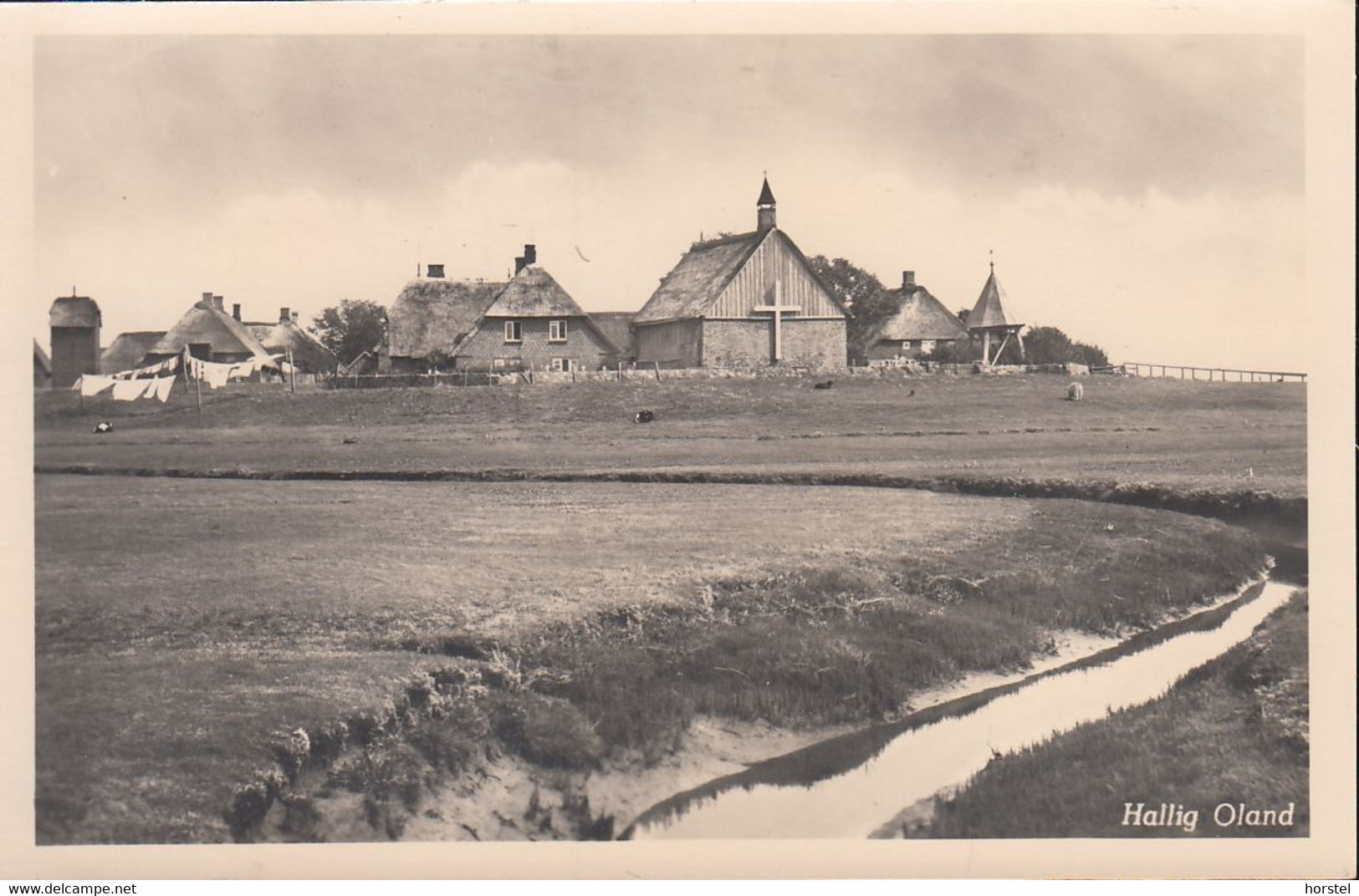 D-25867 Oland - Hallig - Ort Mit Kirche - Echt Photo - Halligen