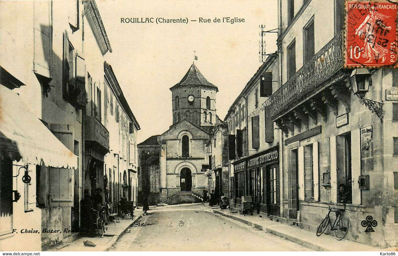 Rouillac * La Rue De L'église * Commerce Magasin CROPTE BOITEAU - Rouillac