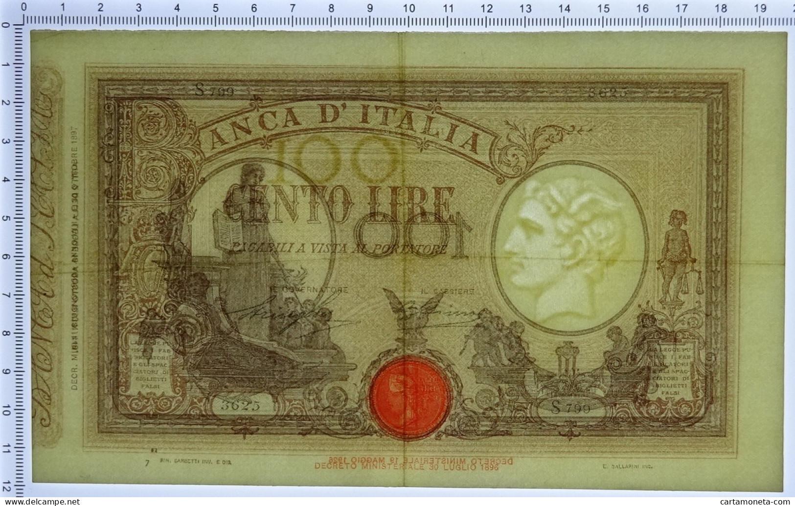 100 LIRE BARBETTI GRANDE B MATRICE LATERALE TESTINA FASCIO 11/06/1930 SPL/SPL+ - Regno D'Italia - Altri