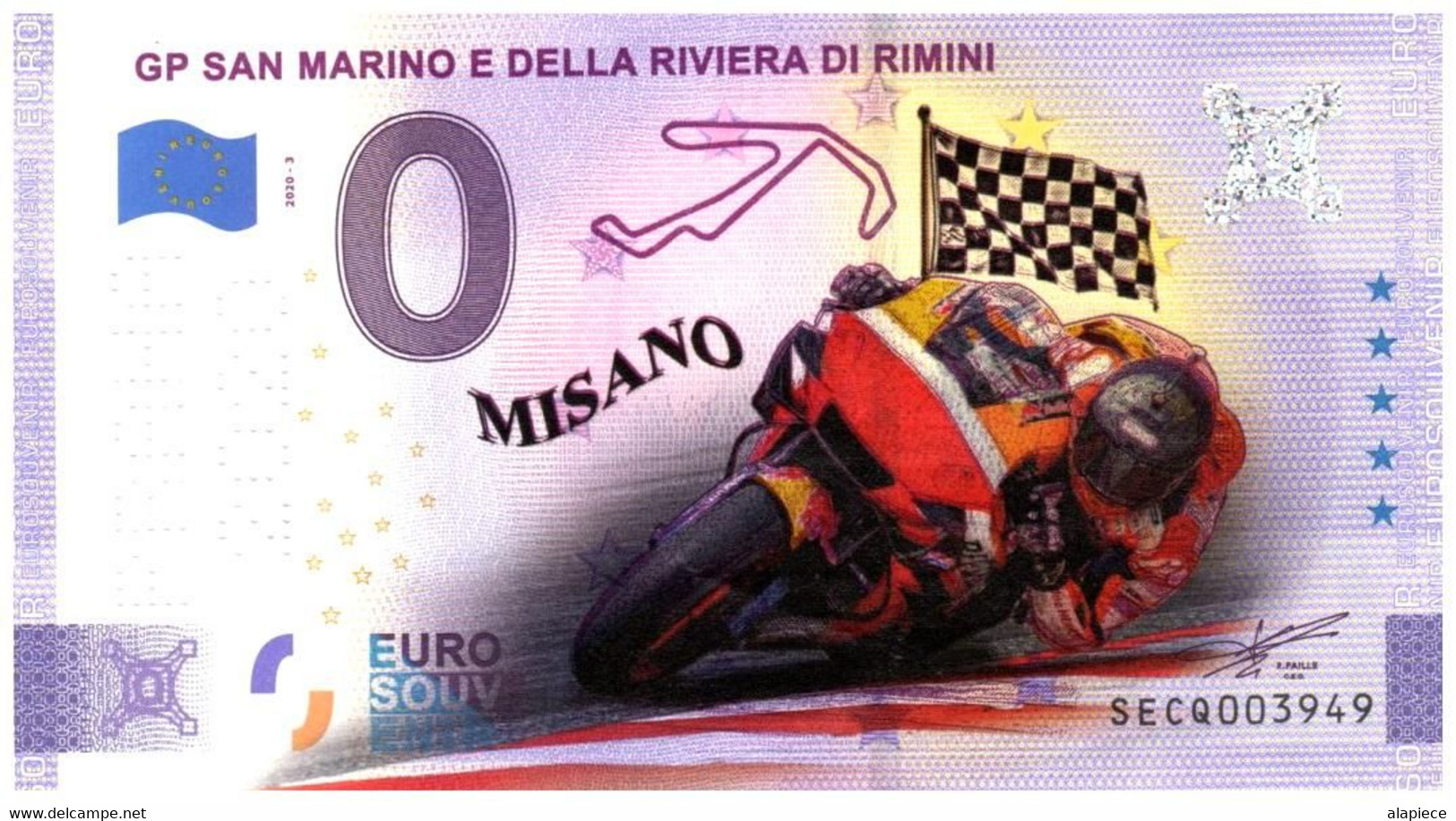 Billet Souvenir - 0 Euro - Italie - Moto GP San Marino - (2020-3) Edition Colorée - Essais Privés / Non-officiels