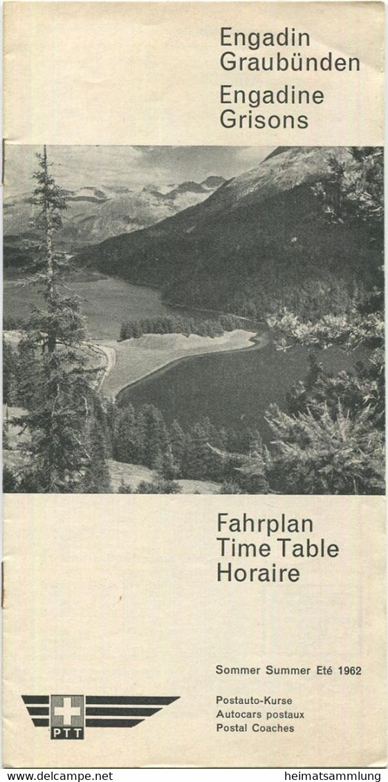 Schweiz - Engadin Graubünden - Sommer Fahrplan 1962 Postauto - 16 Seiten Mit 5 Abbildungen - Europe