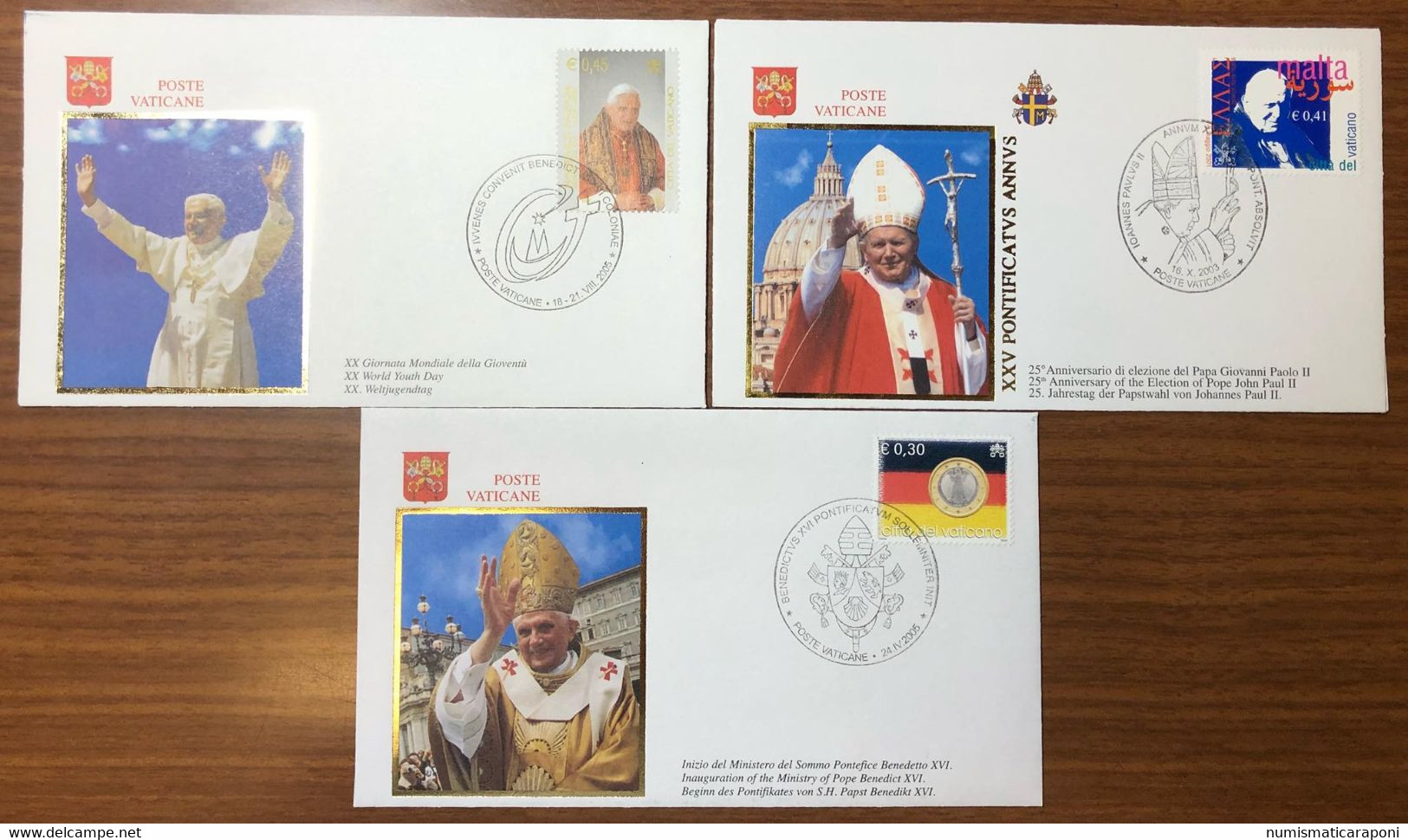 Lotto 3 Buste Primo Giorno Giovanni Paolo II° Benedetto XVI° - Covers & Documents