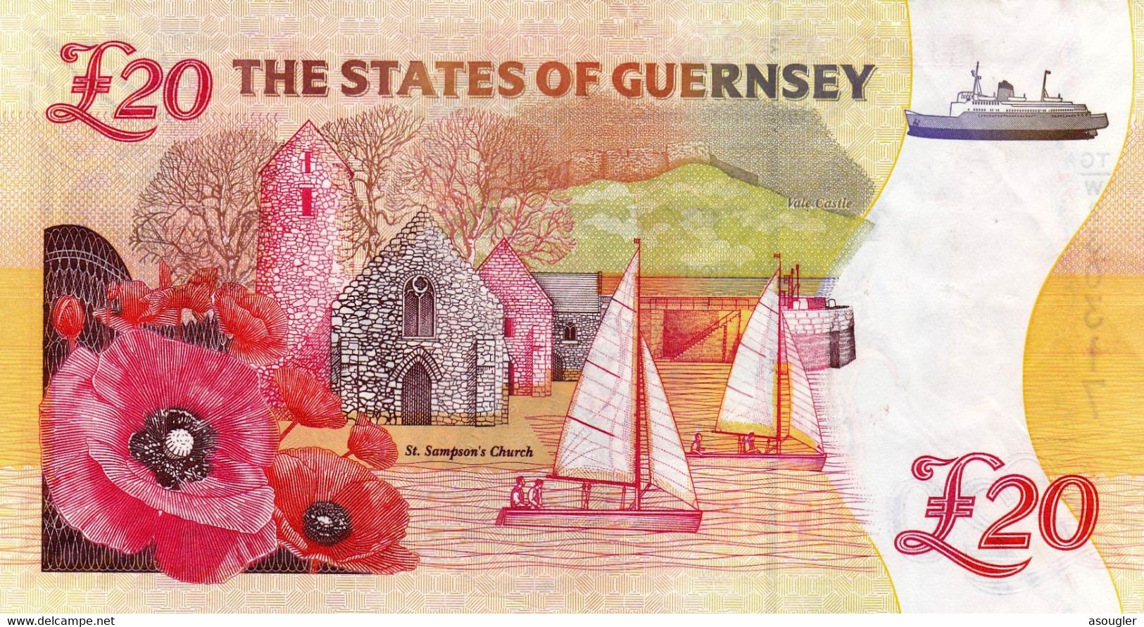 Guernsey 20 Pounds 2018 EXF Commemorative Issue "the Great War 1914-1918" Free Shipping Via Registered Air Mail" - Guernesey