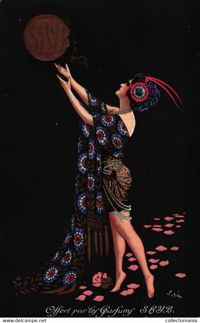 1 Postcard  Les Parfums Perfum Parfumo SHYB Art Nouveau  1920 Vità - Antiquariat (bis 1960)