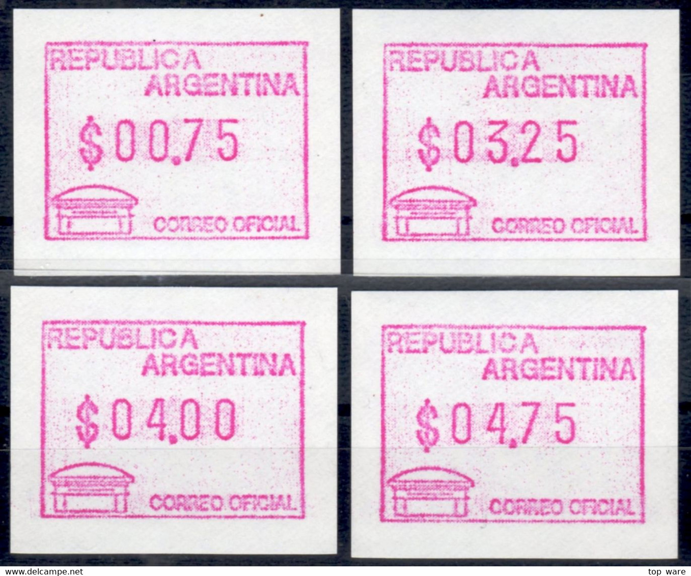 1999 Argentina Argentinien ATM 3 / RARE Postal Rate Set From 12.6.2002 MNH / FRAMA Automatenmarken Automatici - Affrancature Meccaniche/Frama