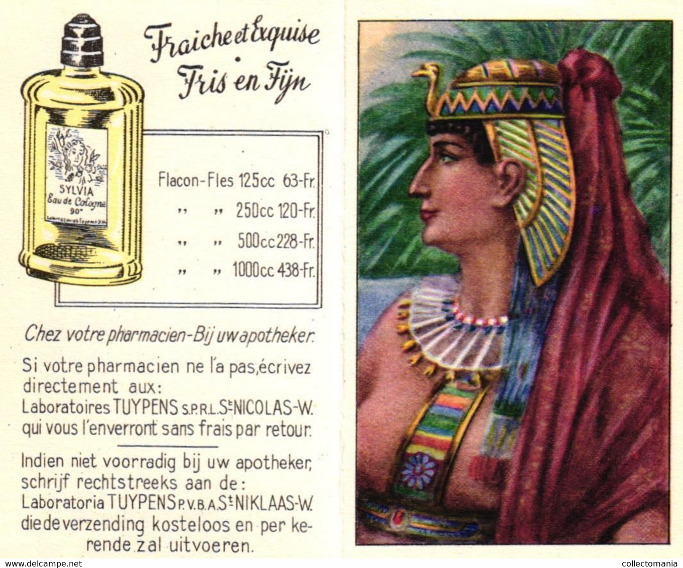 7 Cartes Eau De Cologne Sylvia Tuypens  St.Niklaas-Waas  Femmes Célèbres De L'histoire Reine De Saba Jézabel Cléopatre - Profumeria Antica (fino Al 1960)