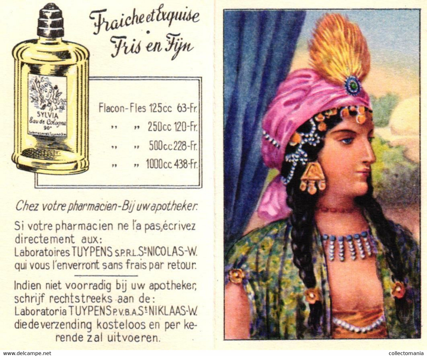 7 Cartes Eau De Cologne Sylvia Tuypens  St.Niklaas-Waas  Femmes Célèbres De L'histoire Reine De Saba Jézabel Cléopatre - Antiquariat (bis 1960)