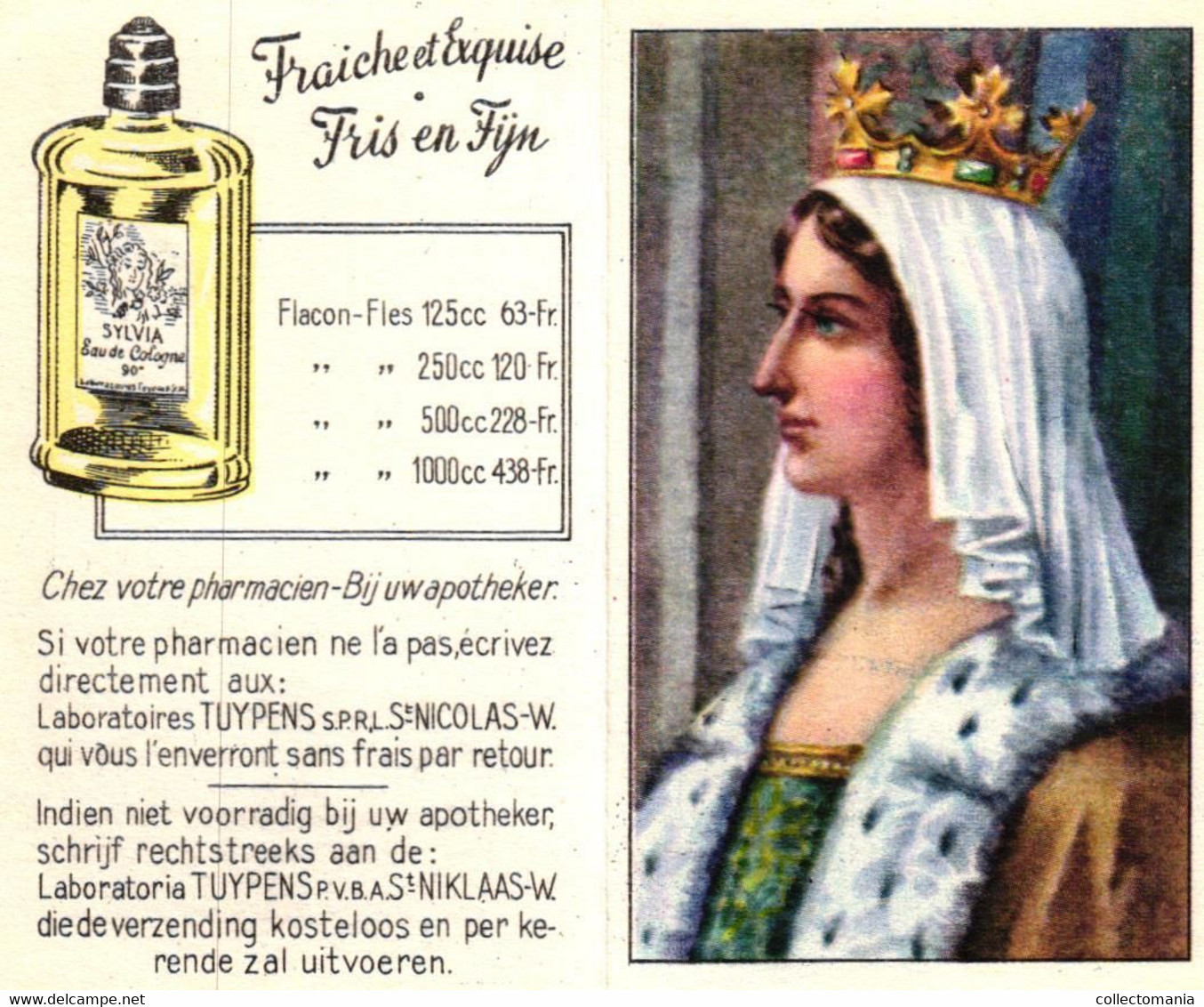 7 Cartes Eau De Cologne Sylvia Tuypens  St.Niklaas-Waas  Femmes Célèbres De L'histoire Reine De Saba Jézabel Cléopatre - Antiguas (hasta 1960)