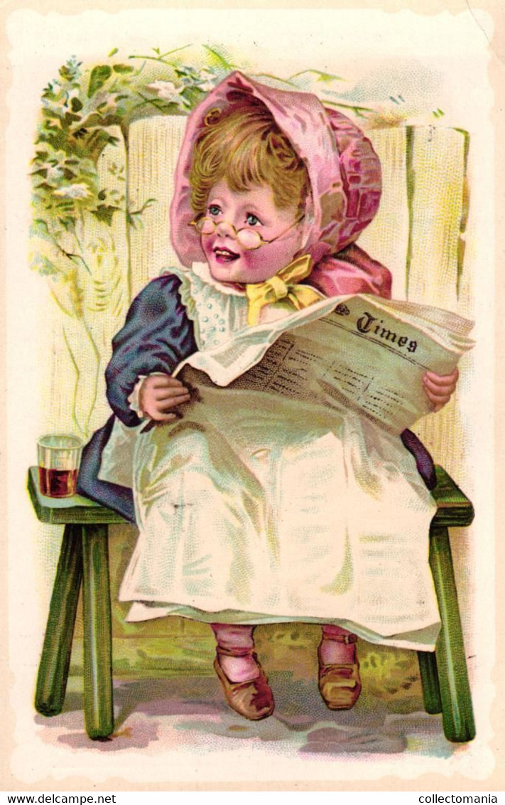 3 Chromos, Dimension Of  Postcard, Sweet Chimes Best Perfume Made , Children With Newspapers Parfum Perfuma - Vintage (until 1960)