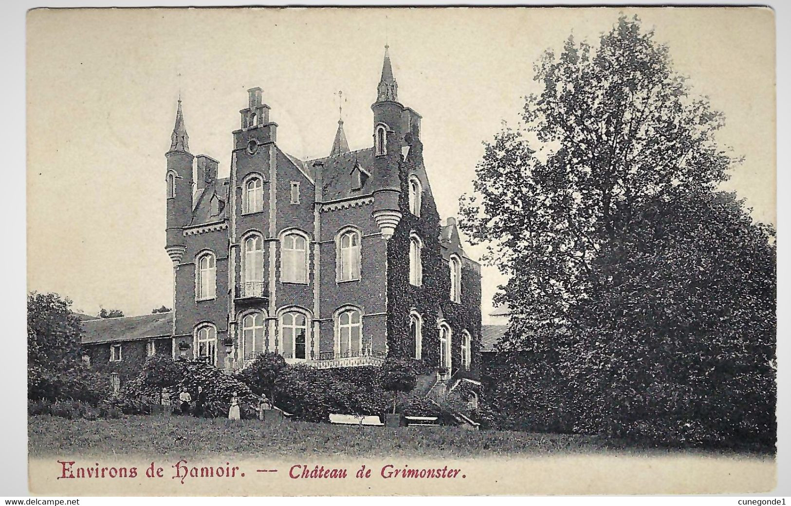 Environs De HAMOIR : Le Château De GRIMONSTER - Petite Animation - Circulée En 1910 - Ed Brisbois-Lhoest Hamoir - 2 Scan - Hamoir