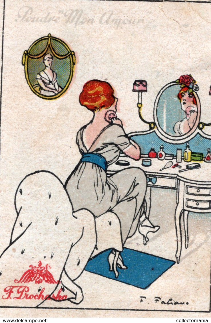 10 Etiquettes Timbres Poster Stamps  Parfum Perfume F. Prochaska Illustrateur  Fabien FABIANO Vignettes Reklame Marken - Profumeria Antica (fino Al 1960)