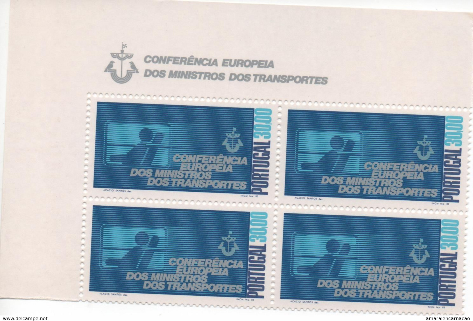 TIMBRES - STAMPS - PORTUGAL -1983-  CONFERENCE EUROPÉENNE DES MONISTRES TRANSPORTS - BLOC 4 TIMBRES NEUFS - BORD FEUILE - Unclassified