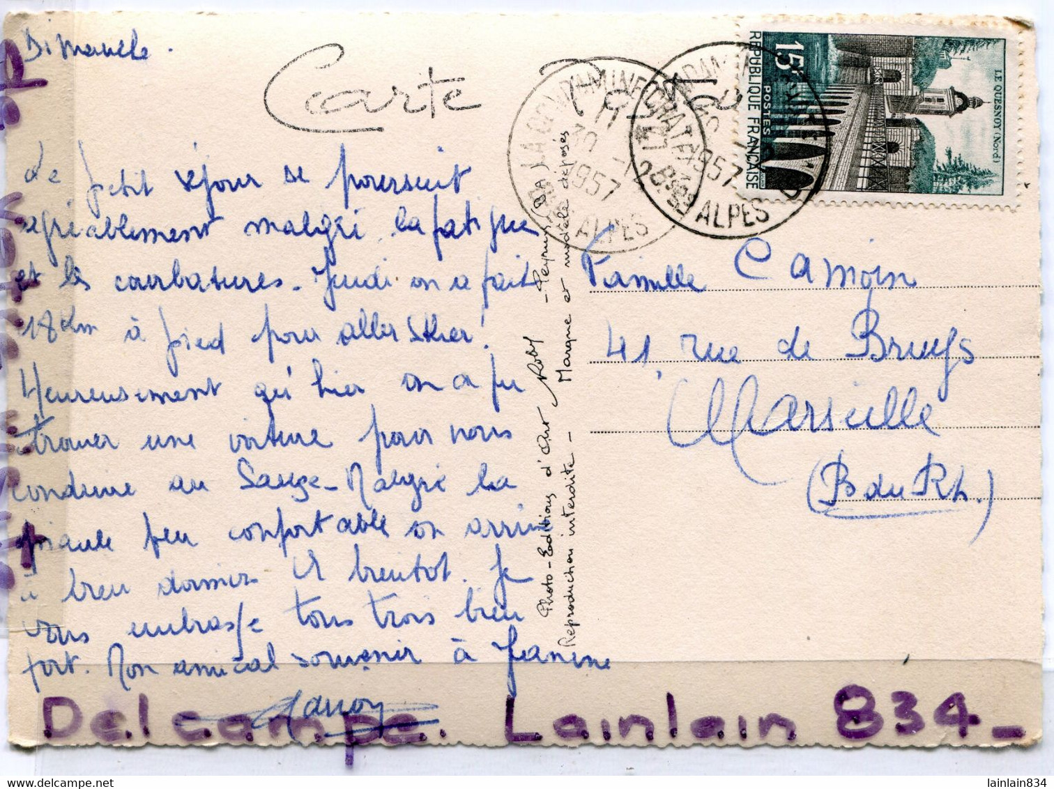 - 885  - LA CONDAMINE CHATELARD ( Basses-Alpes ), Vacances Idéales, Glacée, Rare, écrite,1957 , TBE, Scans. - Other & Unclassified