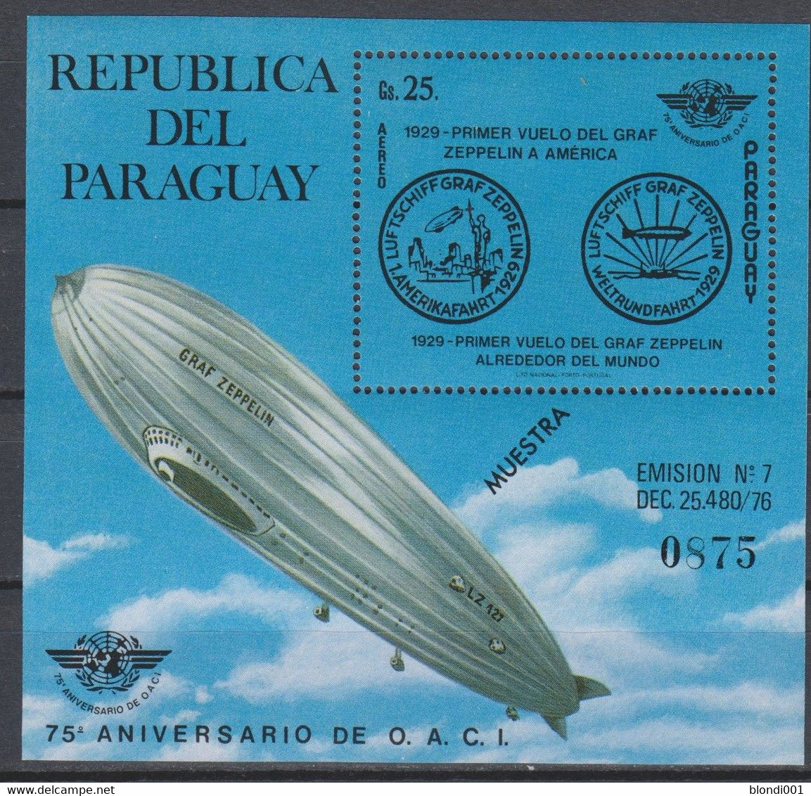 SPACE - Zeppelin - PARAGUAY - S/S MUESTRA MNH - Andere & Zonder Classificatie