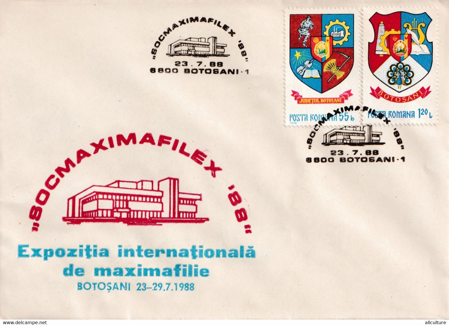 A3027 - Expozitia Internationala Maximafilie, Botosani, Targu Jiu 1988 Republica Socialista Romania Posta Romana - Lettres & Documents