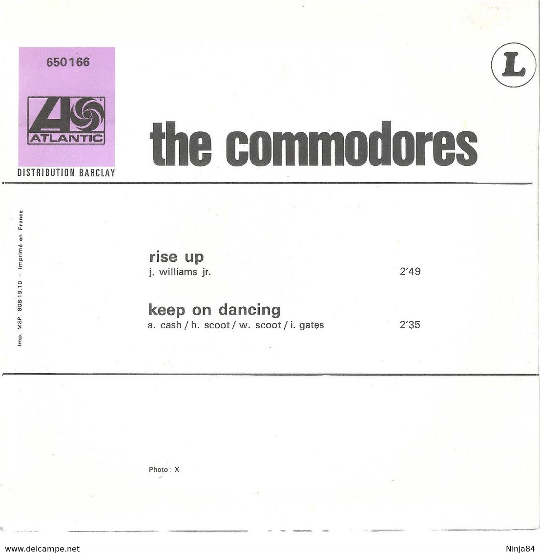 SP 45 RPM (7")  The Commodores  "  Rise Up  " - Soul - R&B