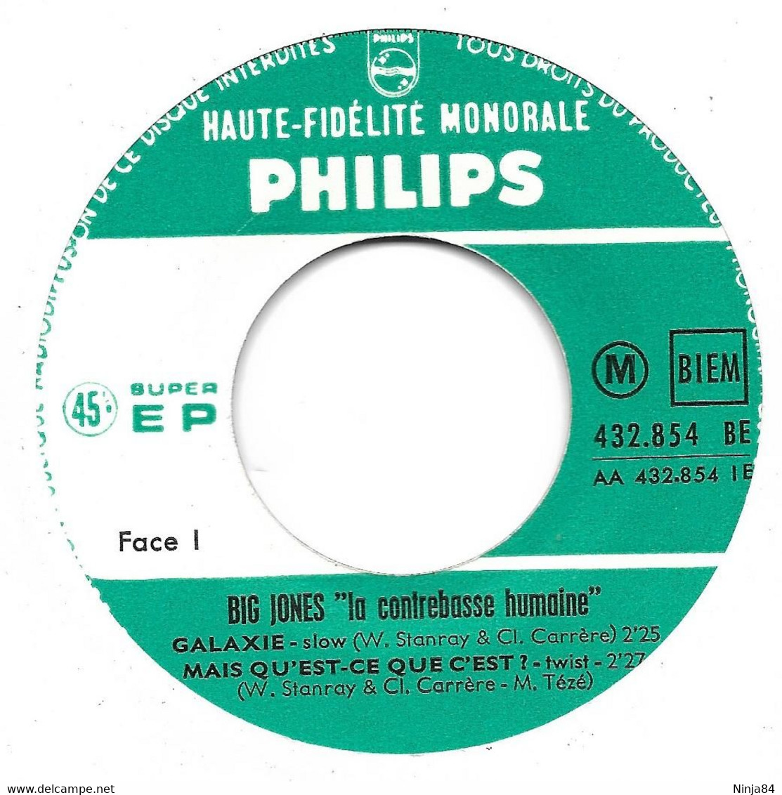 EP 45 RPM (7")  Big Jones "  La Contrebasse Humaine  " - Soul - R&B