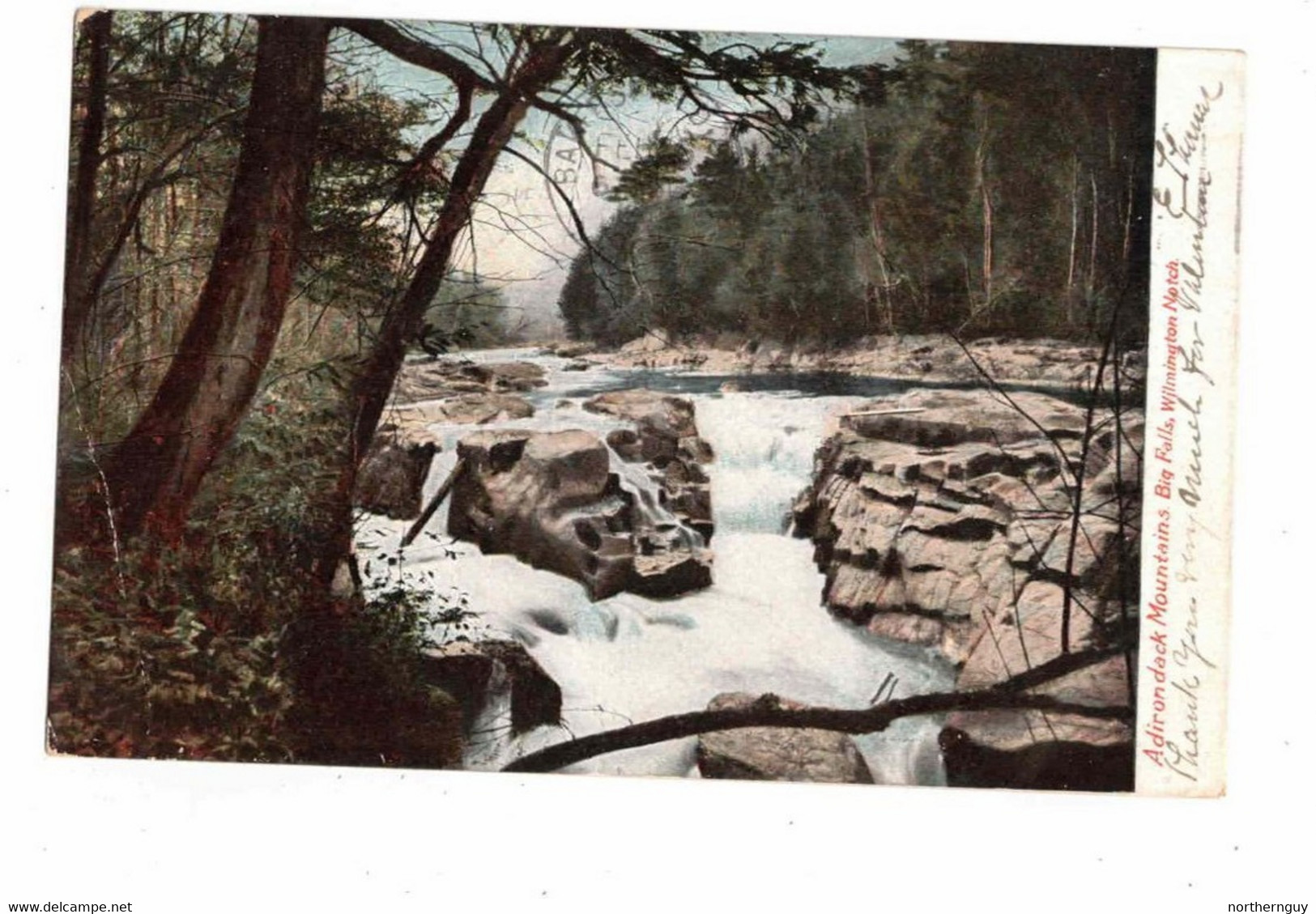 Adirondack, New York, USA, "Adirondack Mountains, Big Falls, Wilmington Notch", 1907 Undivided Back Postcard - Adirondack