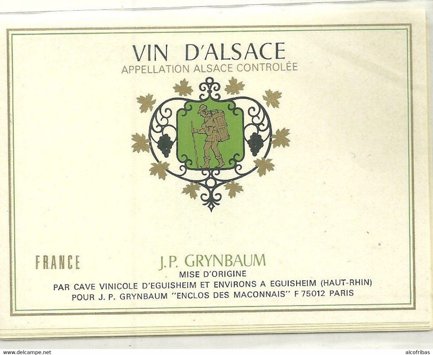 Etiquettes à Vin Lot 5 Pieces Grynbaum Eguisheim Enseigne Vigneron Vin - Other & Unclassified