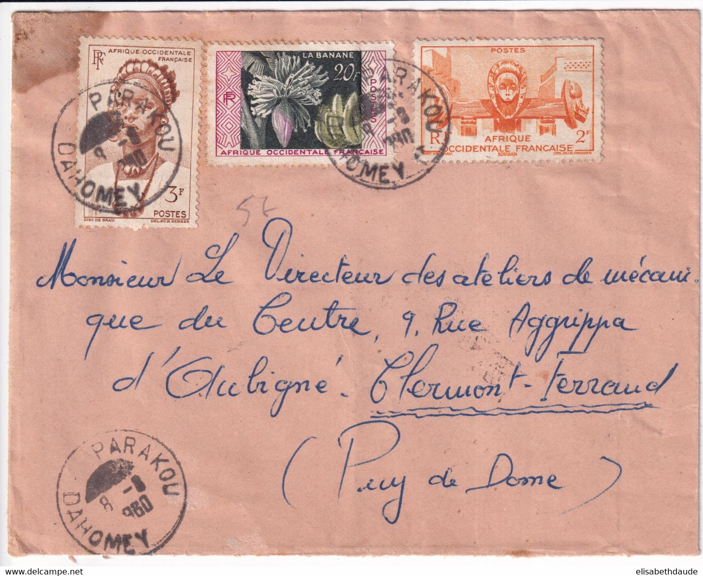 AOF - DAHOMEY - 1960 - ENVELOPPE De PARAKOU ! => CLERMONT-FERRAND - Cartas & Documentos