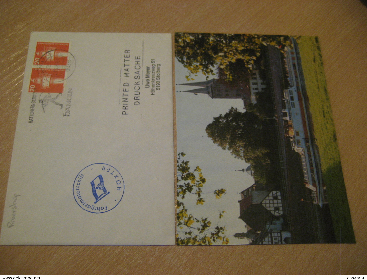 HOXTER FMS Steam River Cruise Riverboat Ship Cover HAMELN 1981 Music Cancel GERMANY + Image - Barcos