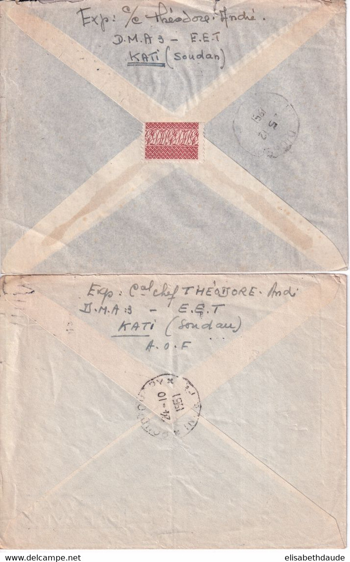 AOF - SOUDAN - 1951 - 2 ENVELOPPES De KATI OBLITERATION BAMAKO => PONDICHERY (INDE FRANCAISE) ! - Covers & Documents