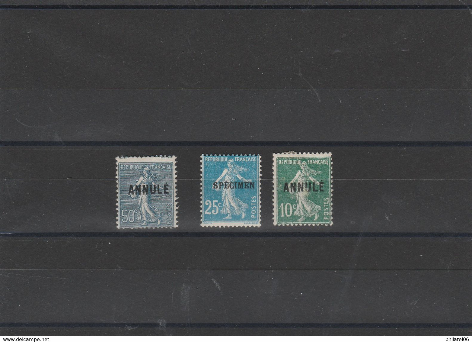 FRANCE  3 TIMBRES SEMEUSES  ANNULES  SPECIMEN MH*  COTE: 200 EUROS - Specimen